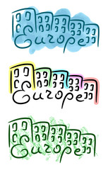 Fototapeta premium Europe buildings sketch with watercolor, color pencil and felt-tip pen grunge vector illustration
