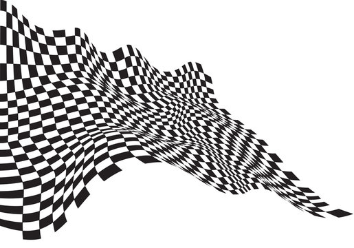 Checkered flag wave black on white background for sport race championship and business finish success vector illustration.