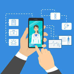 Online doctor concept. Consultation with professional in the internet