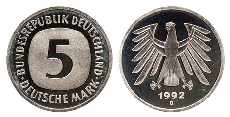 Deutschland BRD 5 Deutsche Mark 1992