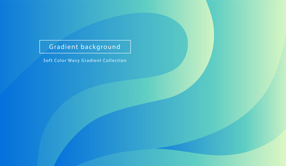 Wavy pastel blue, green, turquoise geometric background. Trendy abstract gradient shapes composition. Eps10 vector. Landing page template.