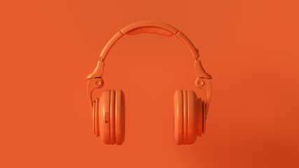 Orange Modern Headphones 3D illustration 3d render © paul