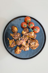 roasted sleeves chicken with potatoes and barbecue sauce