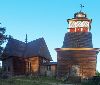 Petäjävesi Old Church at evening in summer