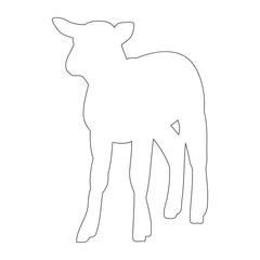 vector, isolated silhouette of a lamb