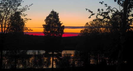 beautiful view at lake päijänne at sunset