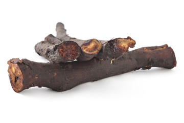 Healthy Comfrey roots (Symphytum officinale) isolated on a white background. Comfrey is used in organic medicine.