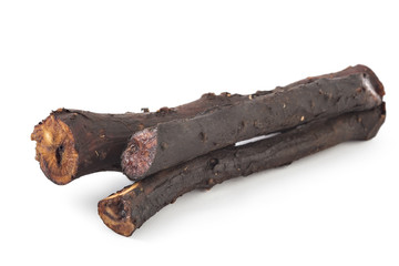 Healthy Comfrey roots (Symphytum officinale) isolated on a white background. Comfrey is used in organic medicine.