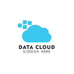 pixel cloud logo design template. data server cloud logo vector icon