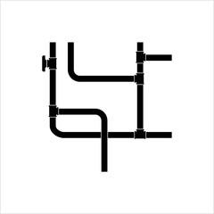 Pipe Icon, Plumbing Work, Gas,, Air, Water, Oil, Liquid Pipeline