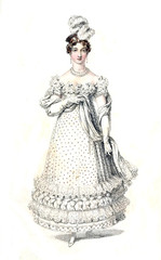 Fototapeta premium Woman in old fashion dress