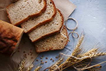 brown bread on light background