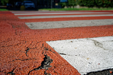 Crosswalk in red and white Tone, Nobody on it