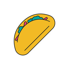Taco icon, cartoon style