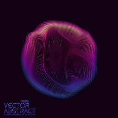 Vector abstract sphere of particles, points array. Futuristic vector illustration. Technology digital splash or explosion of data points. Spherical waveform. Cyber UI or HUD element.