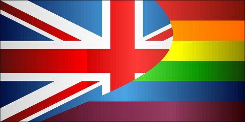 Grunge United Kingdom and Gay flags - Illustration,  Abstract grunge British Flag and LGBT flag © dusica69