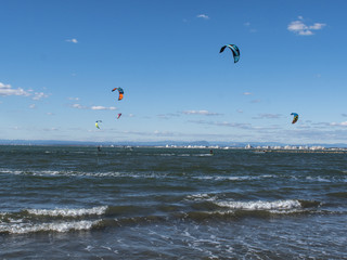 kite surfing on beach