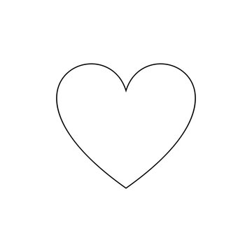 Vector Outline Heart Icon, Simple Love Symbol, Black Line Isolated.
