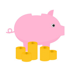 Business saving profit money and piggy bank , vector icon