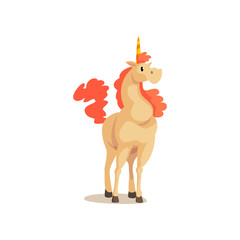 Unicorn ancient mythical creature cartoon vector Illustration on a white background