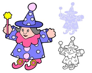 Little Wizard doll, with bonus black outline and stencil versions