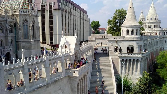 Matthias Church and the bastions of the fishermen located in Buda built in 1269 - Budapest - Hungary