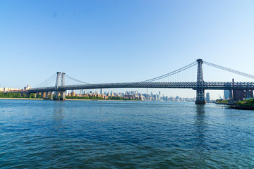 Fototapeta na wymiar A view of Williamsburg Bridge in New York City.