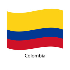 Colombia vector flags set. 5 wavy 3D cloth pennants fluttering on the wind
