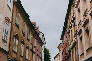 Obraz premium Beautiful streets after the rain of a European city with old architecture