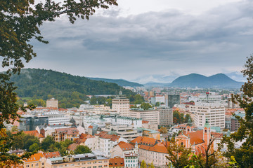 Fototapeta premium Beautiful view of the historic center of the European city in cloudy weather