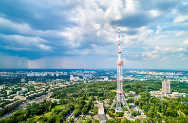 Kiev TV Tower. 385 meters hight, it is the tallest freestanding lattice steel construction in the...