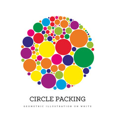 Circle packing. Geometric vector illustration. Circles are placed in such a way that they touch, but do not intersect