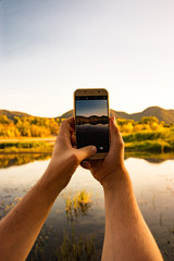 Make a photo of landscape by mobile phone