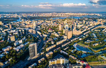 Fototapeta na wymiar Aerial view of Pechersk, a central neighborhood of Kiev, Ukraine