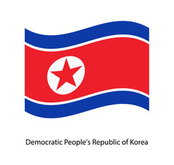 Realistic waving flag of North Korea. Current national flag of Democratic People's Republic of Korea.