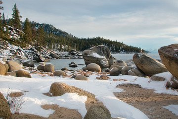 Obraz premium North Lake Tahoe in Nevada During Winter