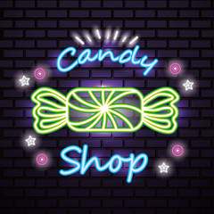 Obraz na płótnie Canvas sweet candy shop neon