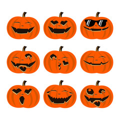 Halloween Colorful Pumpkin Emoticon Set