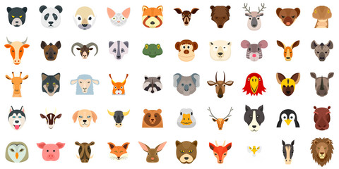 Animals icon set. Flat set of animals vector icons for web design