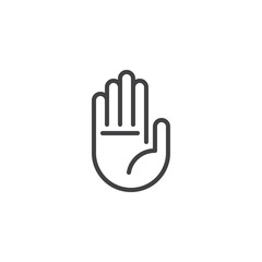Hand stop sign outline icon. linear style sign for mobile concept and web design. Human hand simple line vector icon. Palm symbol, logo illustration. Pixel perfect vector graphics - obrazy, fototapety, plakaty