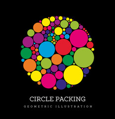 Circle packing. Geometric illustration. Circles are placed in such a way that they touch, but do not intersect