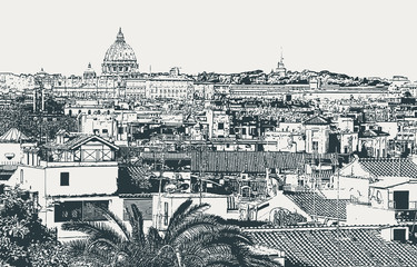 Vector image of the city of Rome, the capital of Italy