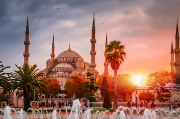 Wall murals Turkey The Blue Mosque, (Sultanahmet Camii) in sunset, Istanbul, Turkey.