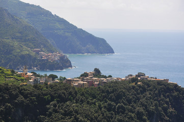 Small isolated Italian town on top of a hills with a beautiful view of the Ocean.