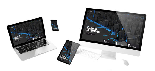 flying devices digital business responsive website - obrazy, fototapety, plakaty
