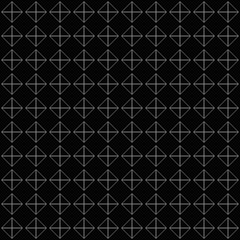 Circles, ellipses, curly rhombuses, stars, monochrome geometric background