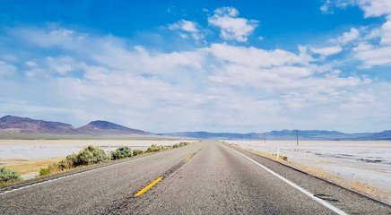 Limitless american yellow line road landmark view, United States