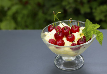 ice cream in a crystal bowl