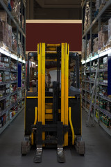 Fototapeta na wymiar long stack arrangement of goods in a wholesale and retail warehouse depot