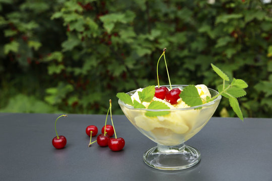 Ice Cream In A Crystal Bowl